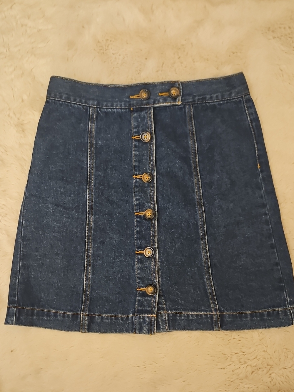 Forever 21 Dark Blue Button-Front Denim Mini Skirt